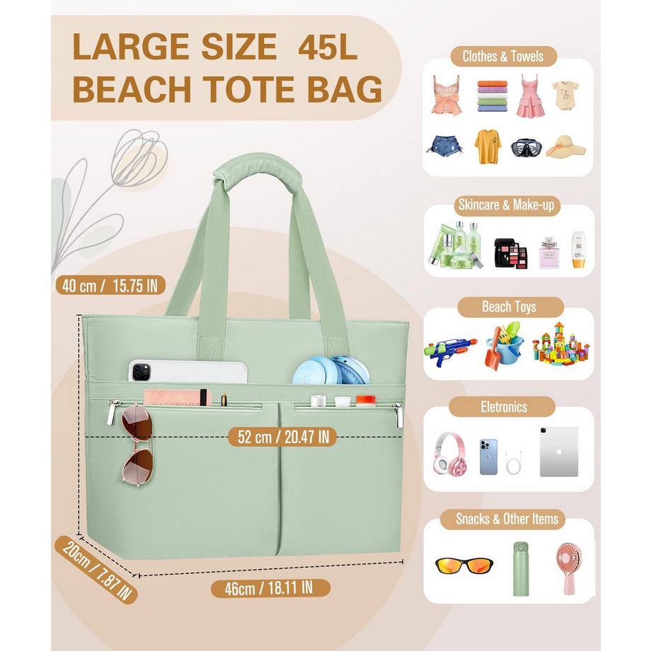 Only-bags.store grand sac à fermeture éclair pour plage voyage et shopping  