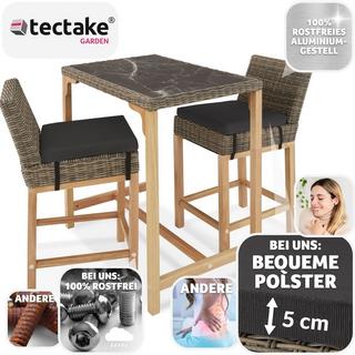 Tectake Rattan Bartisch Kutina mit 2 Stühlen Latina  