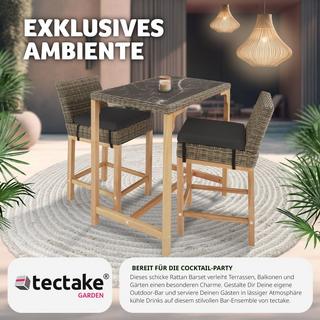 Tectake Rattan Bartisch Kutina mit 2 Stühlen Latina  