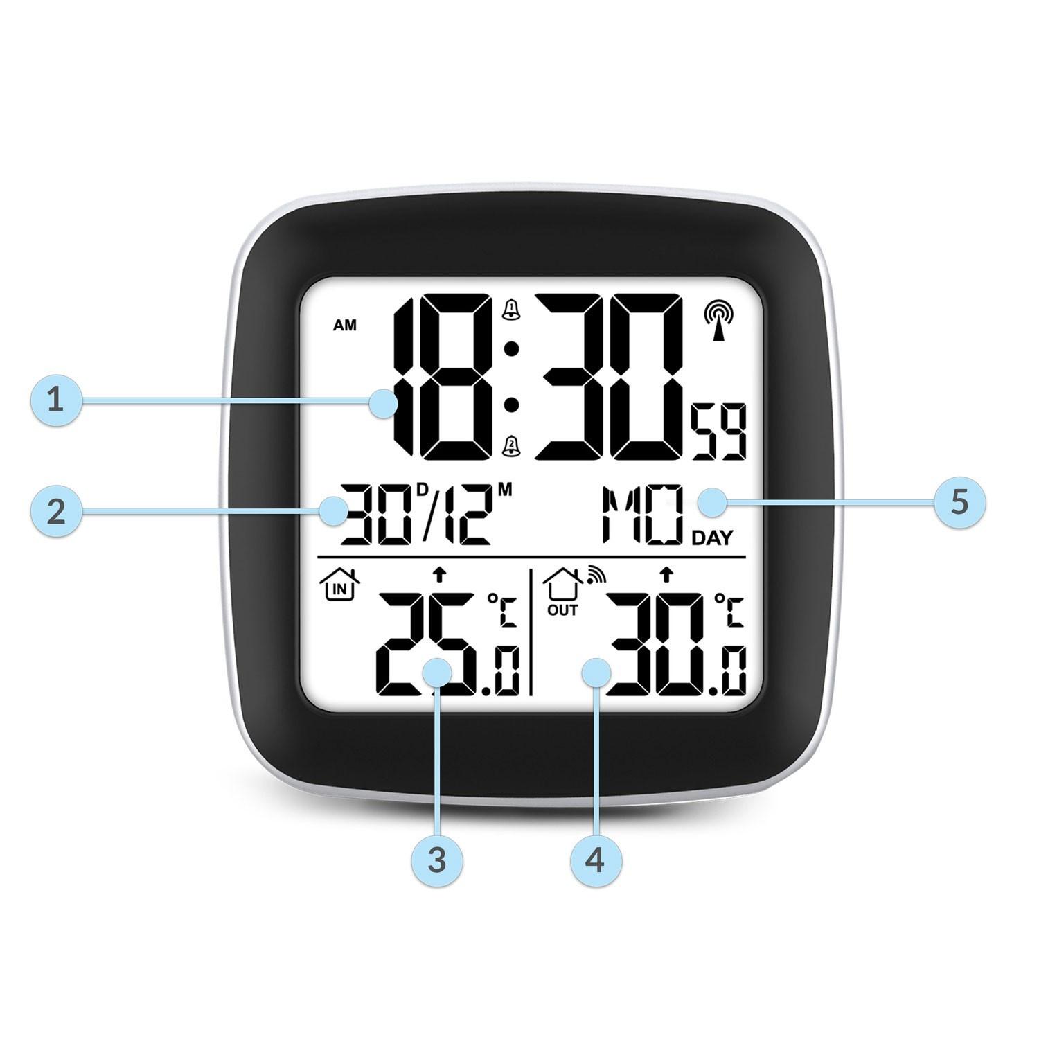 B2X Silberfarbene Wetterstation mit Display BD-903  
