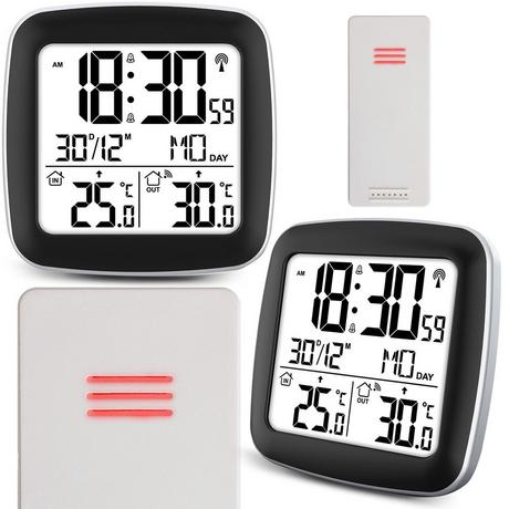 B2X Silberfarbene Wetterstation mit Display BD-903  