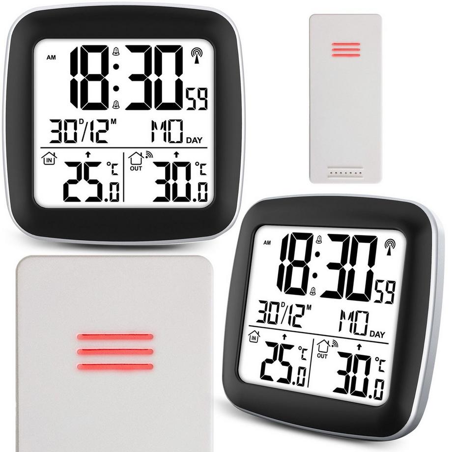 B2X Silberfarbene Wetterstation mit Display BD-903  