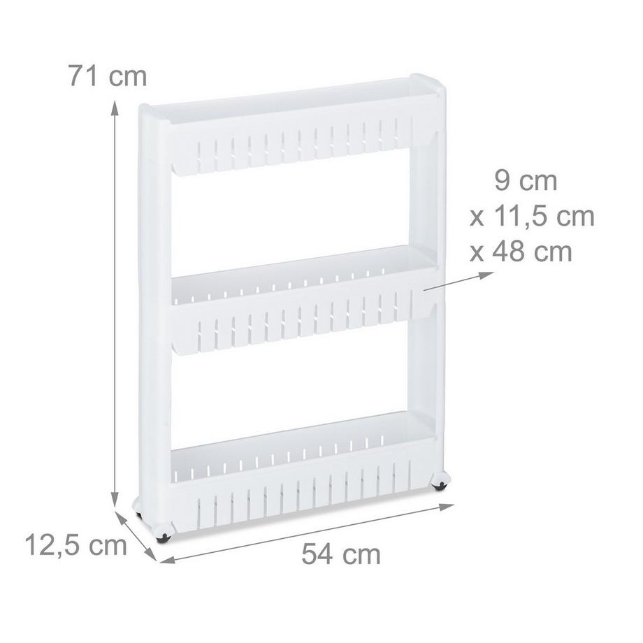 Northio Carrello stretto con 3 ripiani  