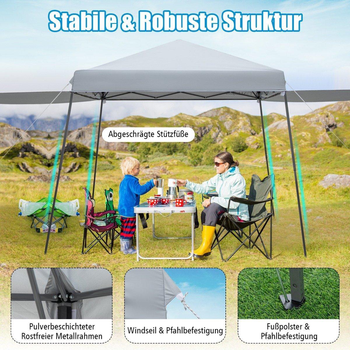 Northix 3 x 3 m Sofortiges Pop-up-Canopy-Zelt mit Markisen Outdoor-Sonnenschutz Grau  