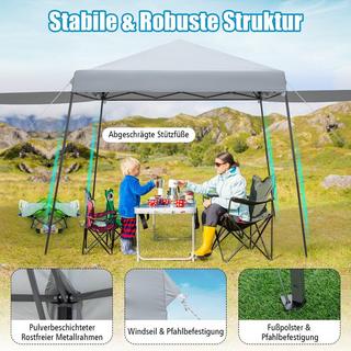 Northix 3 x 3 m Sofortiges Pop-up-Canopy-Zelt mit Markisen Outdoor-Sonnenschutz Grau  
