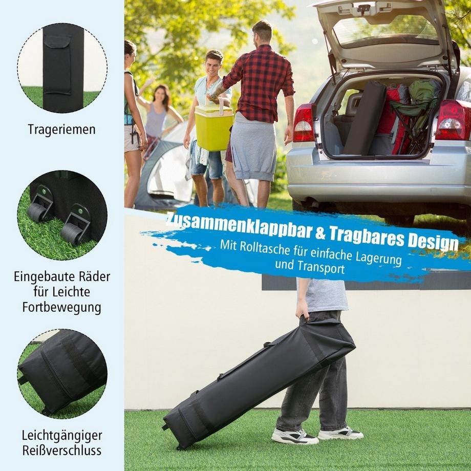 Northix 3 x 3 m Sofortiges Pop-up-Canopy-Zelt mit Markisen Outdoor-Sonnenschutz Grau  