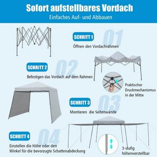 Northix 3 x 3 m Sofortiges Pop-up-Canopy-Zelt mit Markisen Outdoor-Sonnenschutz Grau  