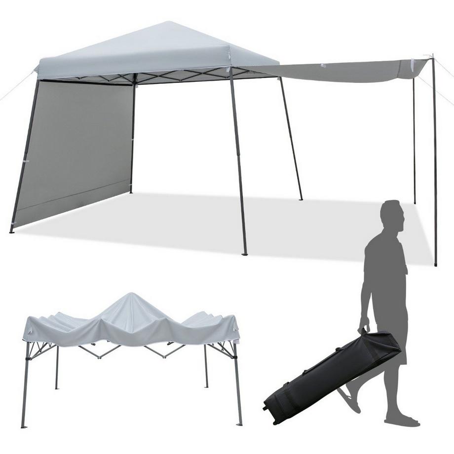 3 x 3 m Sofortiges Pop-up-Canopy-Zelt mit Markisen Outdoor-Sonnenschutz Grau