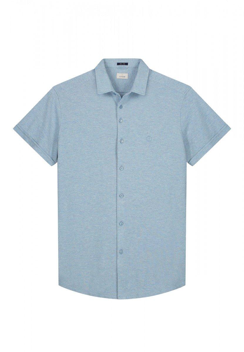Image of Shirt Melange Pique-l Unisex Himmelblau L