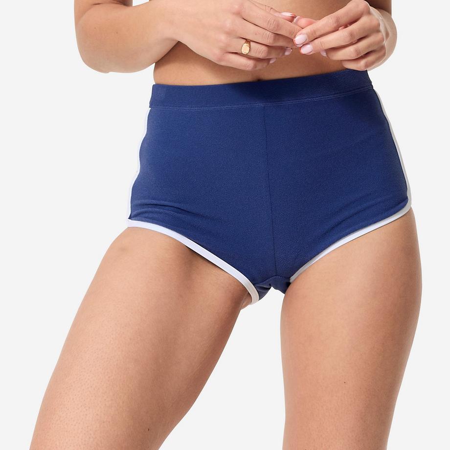 Badeshorts  mit hoher Taille – Caro Blau
