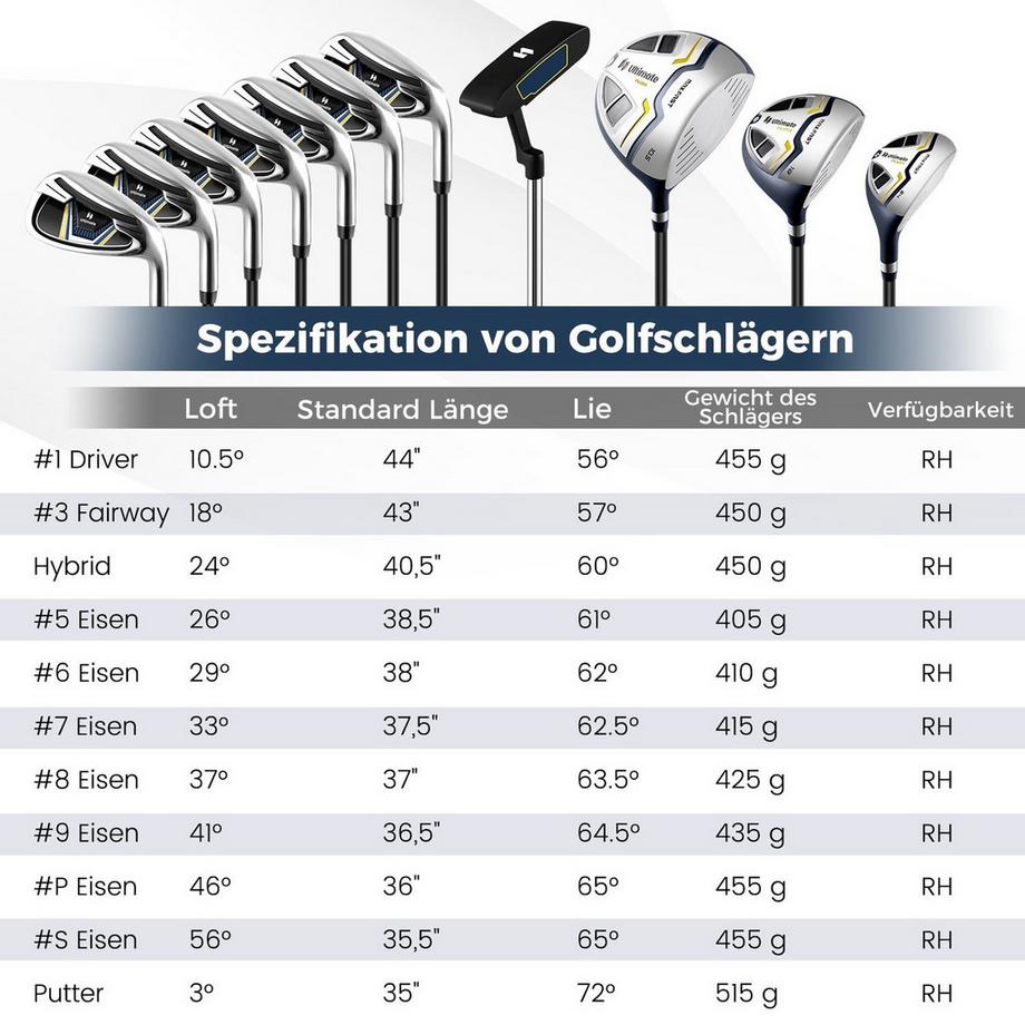 Northix  Set di mazze da golf da 15 pezzi con borsa 