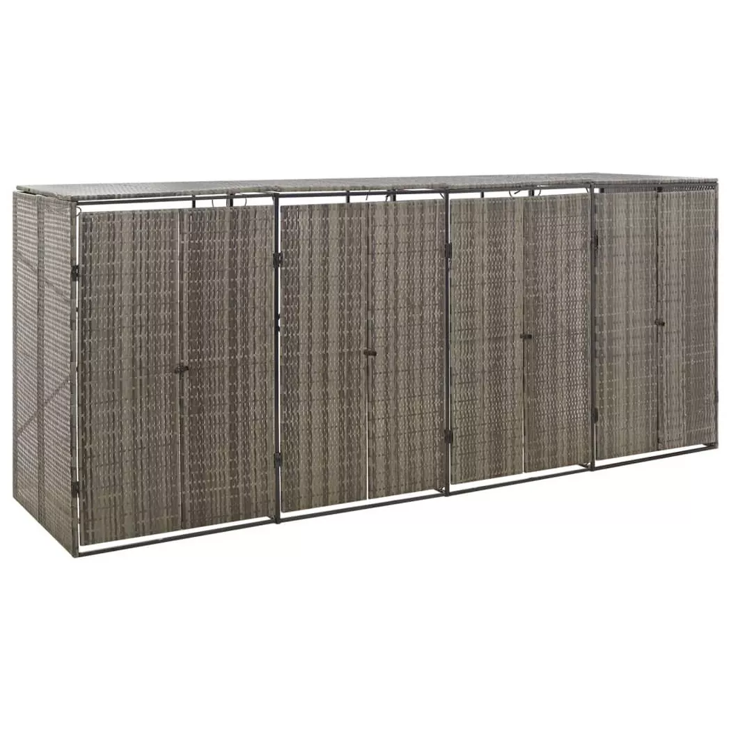 vidaXL Mülltonnenbox für 4 Tonnen Grau 274x80x117 cm Poly Rattan