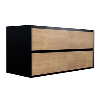 Vente-unique Mobile sotto lavabo sospeso 120 cm Naturale chiaro e Nero - LANNICK  