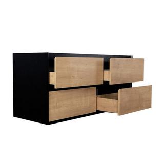 Vente-unique Mobile sotto lavabo sospeso 120 cm Naturale chiaro e Nero - LANNICK  
