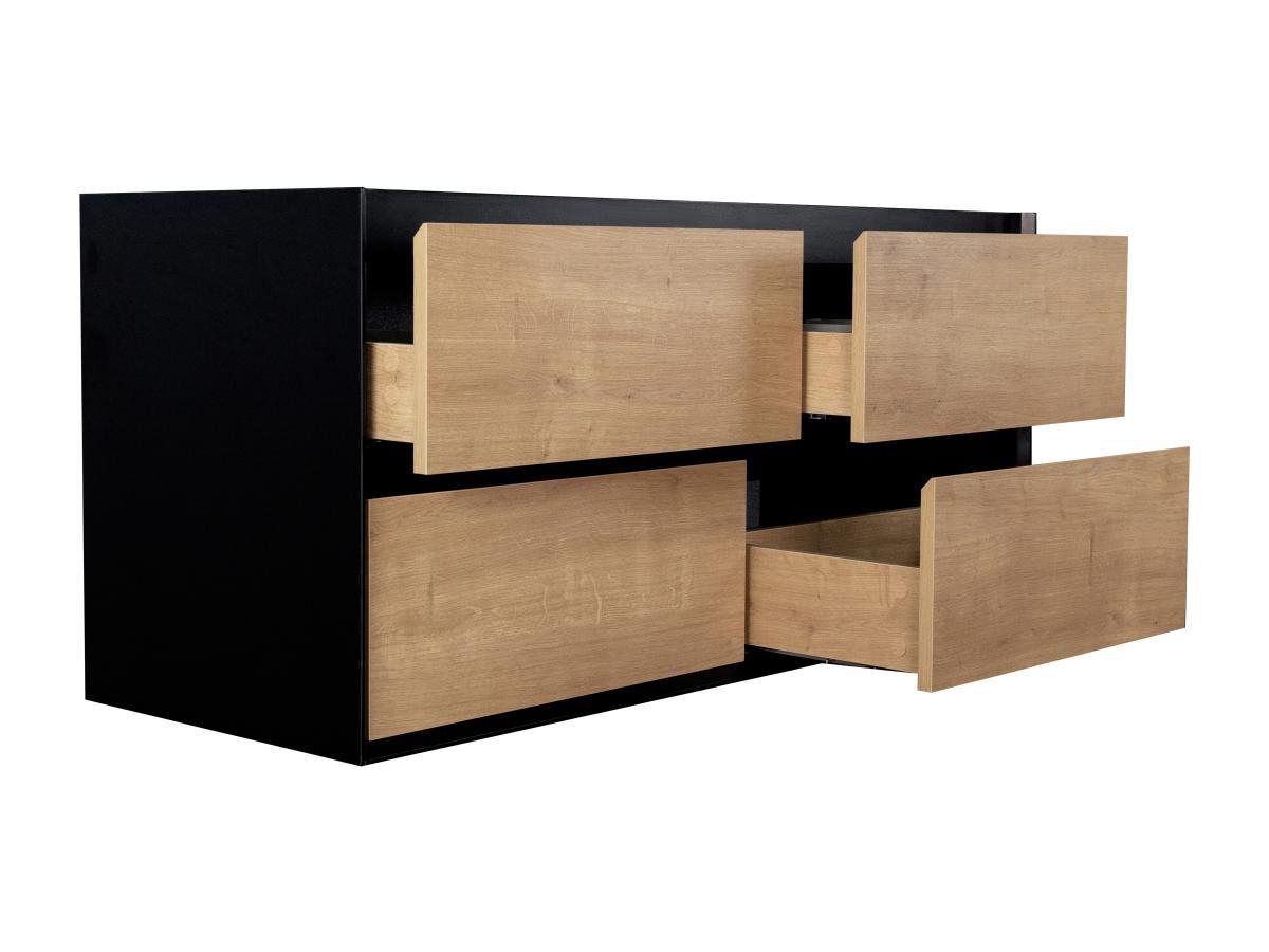 Vente-unique Mobile sotto lavabo sospeso 120 cm Naturale chiaro e Nero - LANNICK  