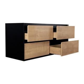 Vente-unique Mobile sotto lavabo sospeso 120 cm Naturale chiaro e Nero - LANNICK  