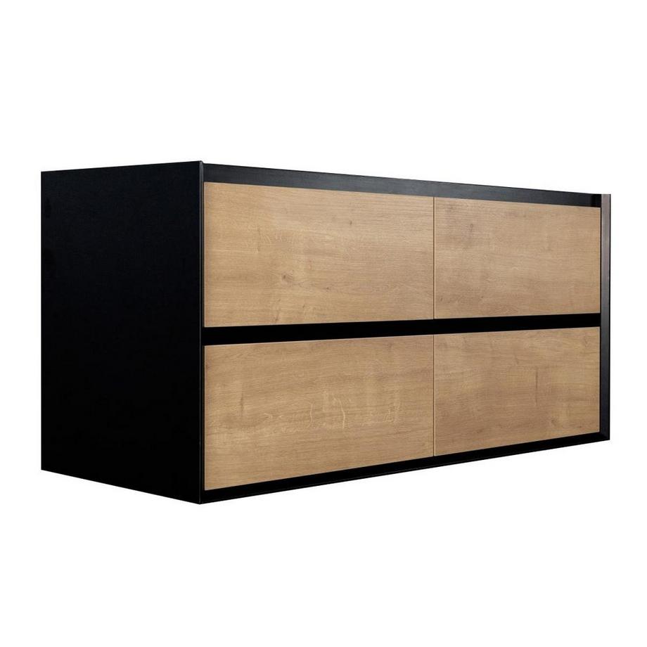 Meuble sous vasque suspendu - Coloris naturel clair et noir - 120 cm - LANNICK