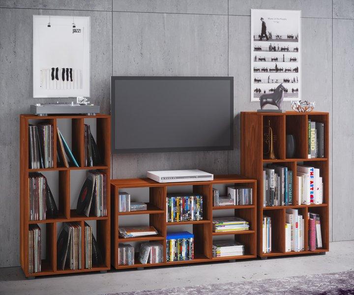 VCM Holz Schallplattenregal | Raumteiler | Maße H. 114 x B. 60 x T. 40 cm | Medienregal - Schaltino  