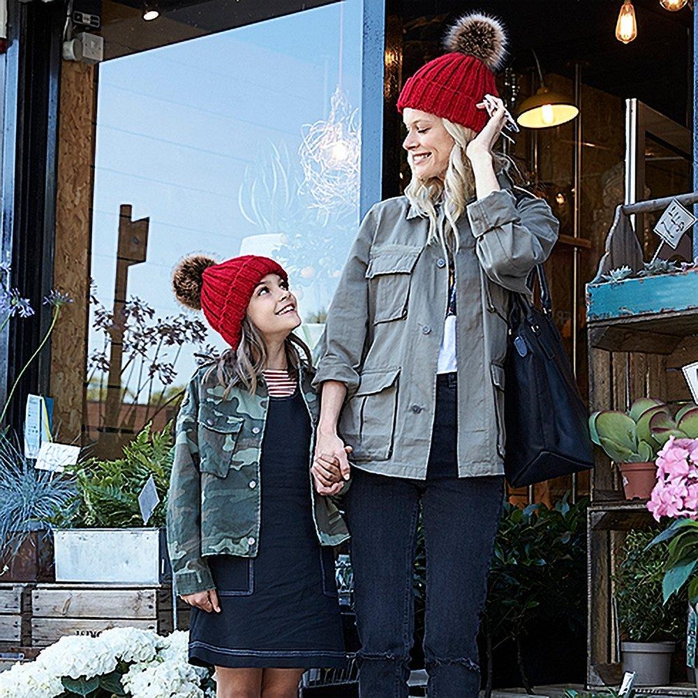 Beechfield  Chunky Beanie Mütze mit KunstfellBommel 