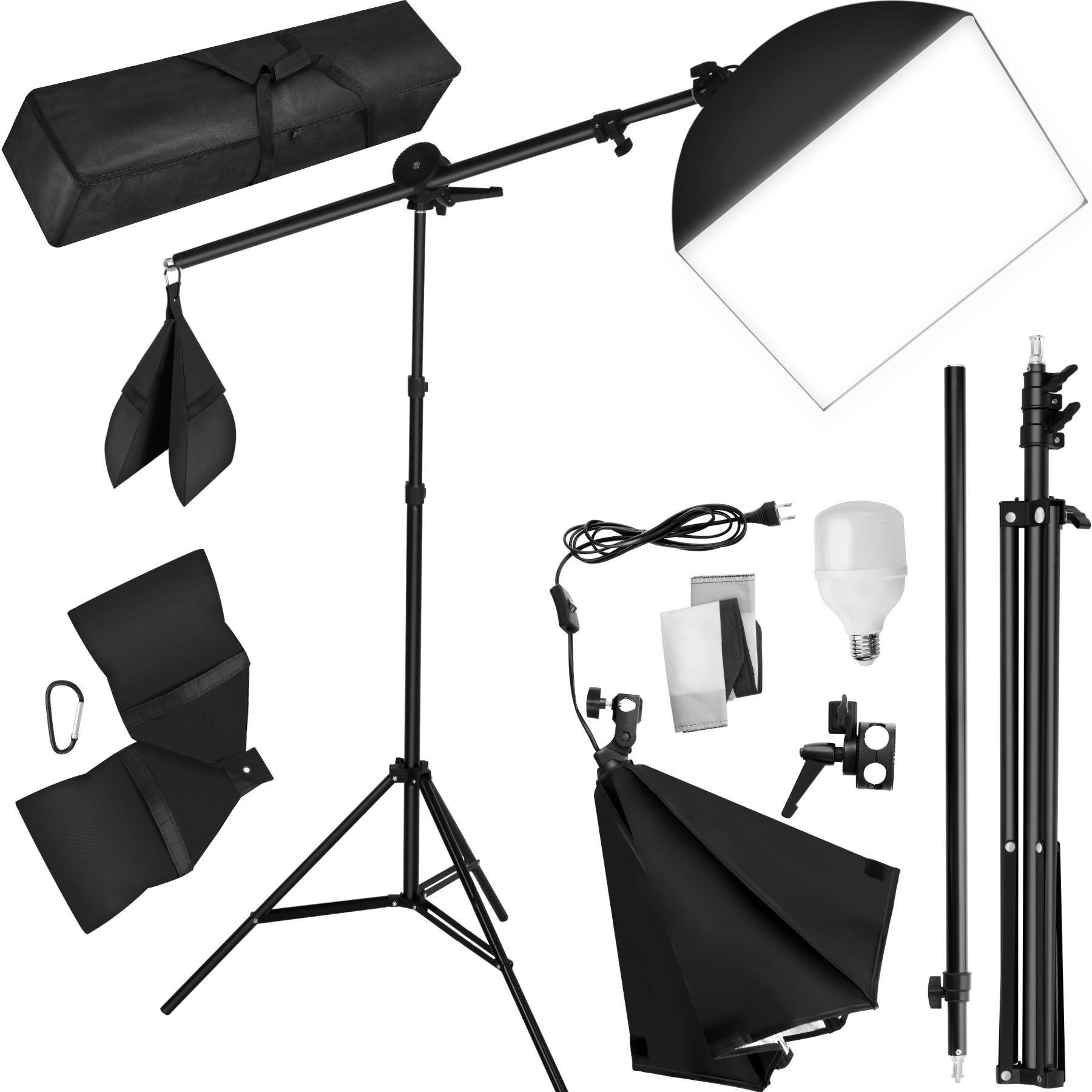 Tectake  Studioleuchte mit Softbox, Stativ und Tasche 