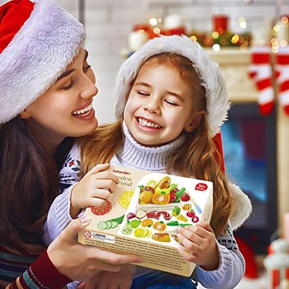 Activity-board  Kinderküche Spielküche Zubehör Holzspielzeug Küchenspielzeug Schneiden Obst Gemüse Lebensmittel Holz mit Klettverschluss Verbindung für Kinder I Lernspielzeug Rollenspiel 