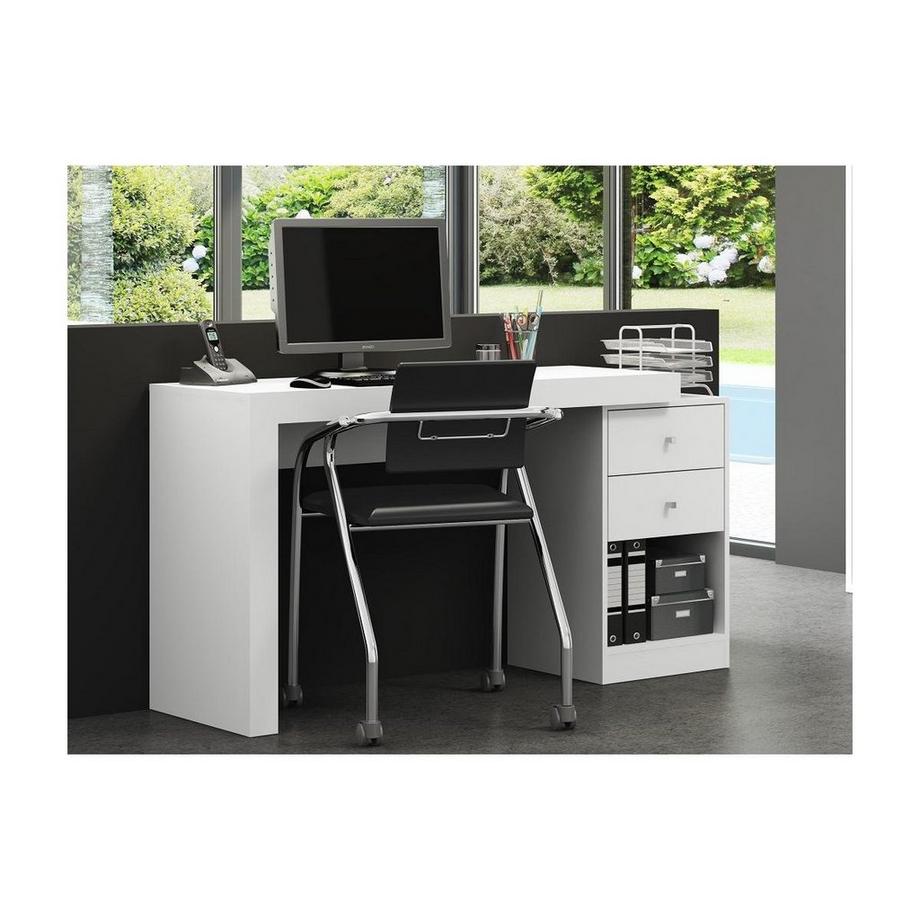 Vente-unique Bureau extensible EVAN 2 tiroirs 1 niche  