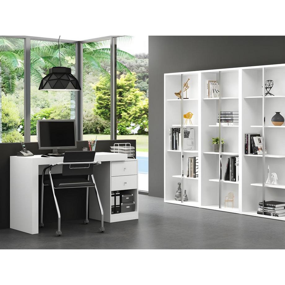 Vente-unique Bureau extensible EVAN 2 tiroirs 1 niche  