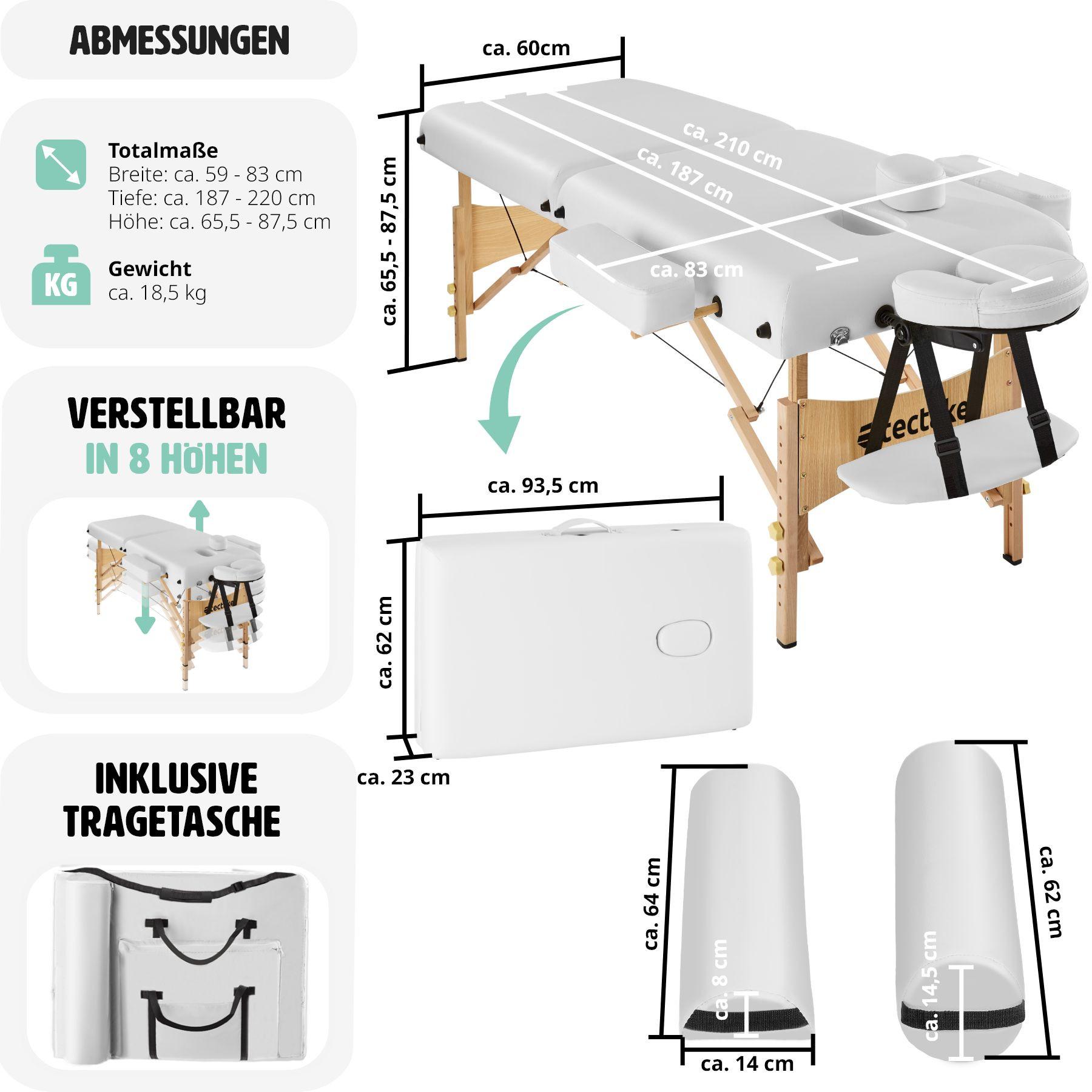 Tectake Table de massage Pliante 2 Zones 7,5 cm d'épaisseur  