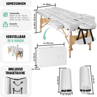 Tectake lettino da massaggio a 2 zone, 7,5 cm di imbottitura + rulli + borsa  