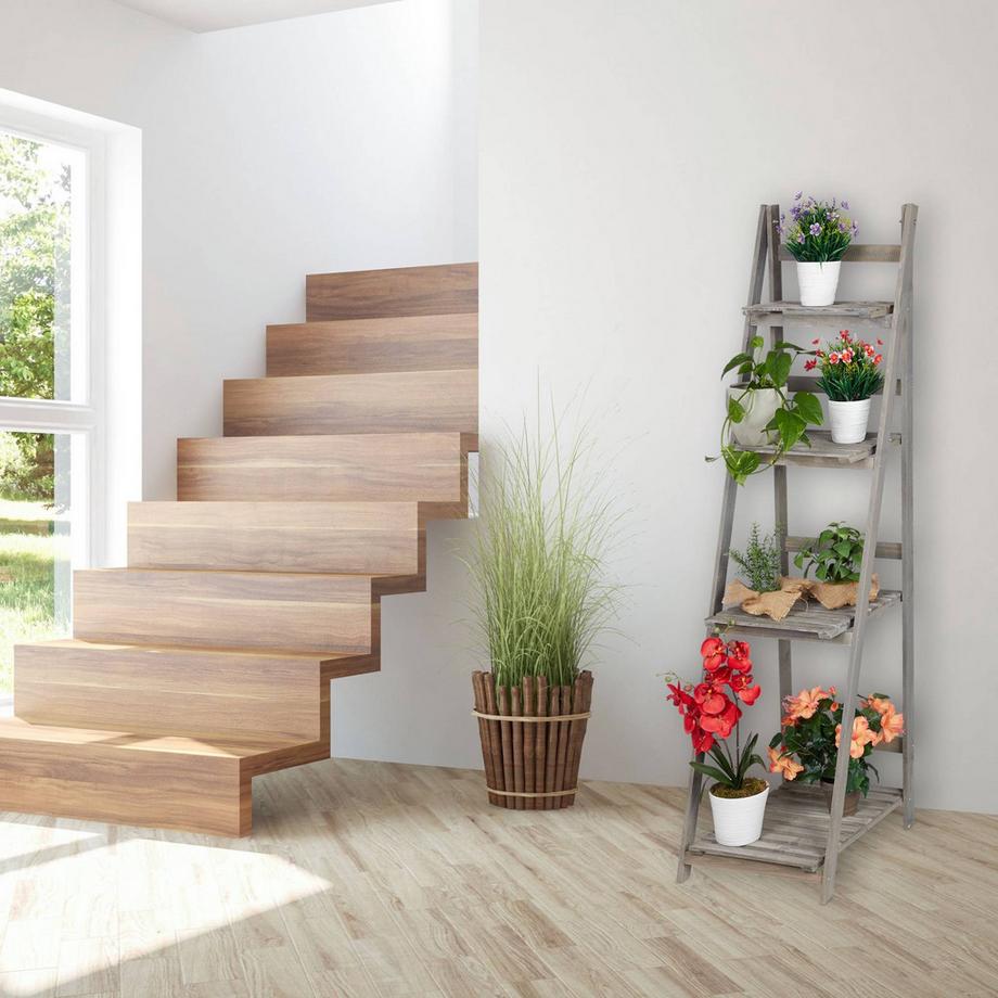 Northix Scale a fiori in legno grigio  
