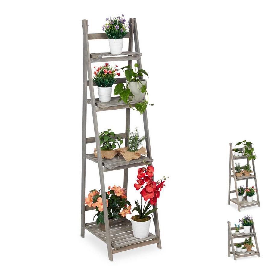 Scale a fiori in legno grigio