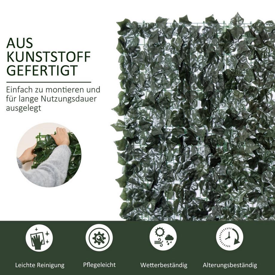 Northio  Künstliche Hecke Sichtschutzhecke Pflanzen Hecke Wanddekoration Dunkelgrün 300 X 150 Cm 