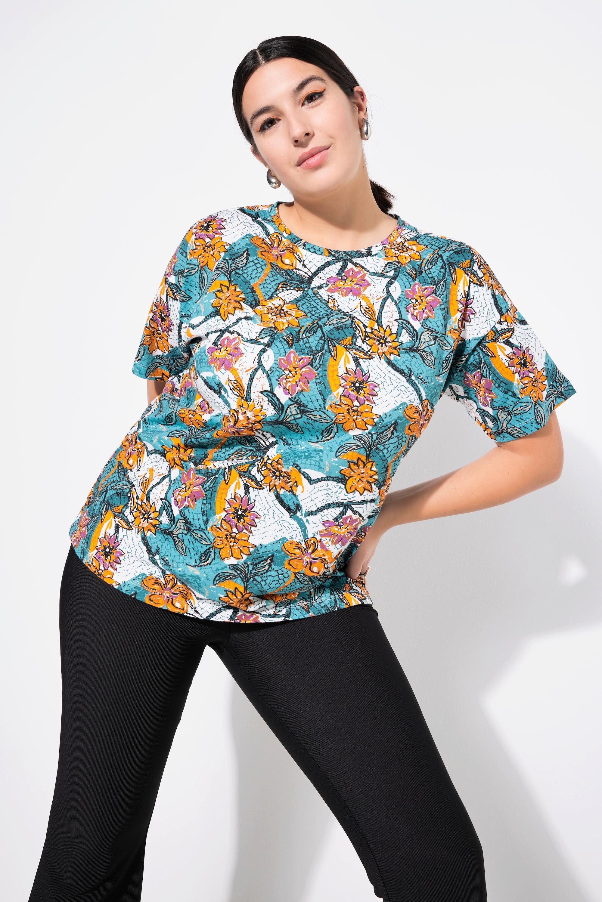 Studio Untold  T-Shirt, Oversize Shape, Flowerprint, Halbarm 