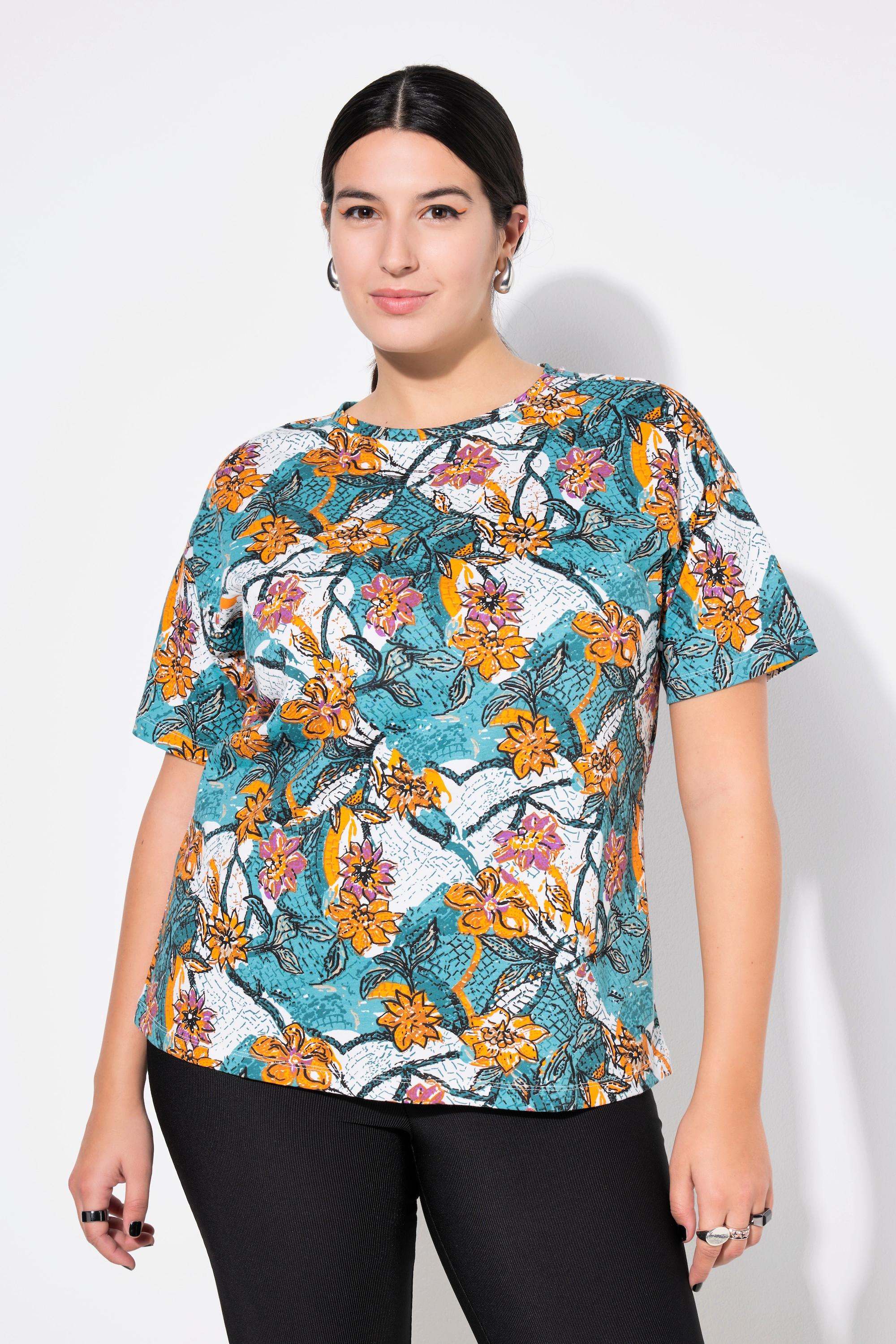 Studio Untold  T-Shirt, Oversize Shape, Flowerprint, Halbarm 