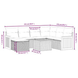 VidaXL Ensemble de canapés de jardin rotin synthétique  