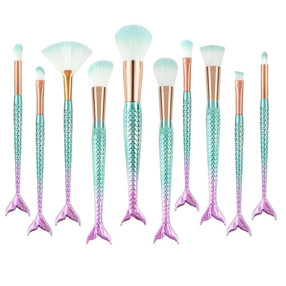 B2X  Pinceaux de maquillage sirène multicolores 