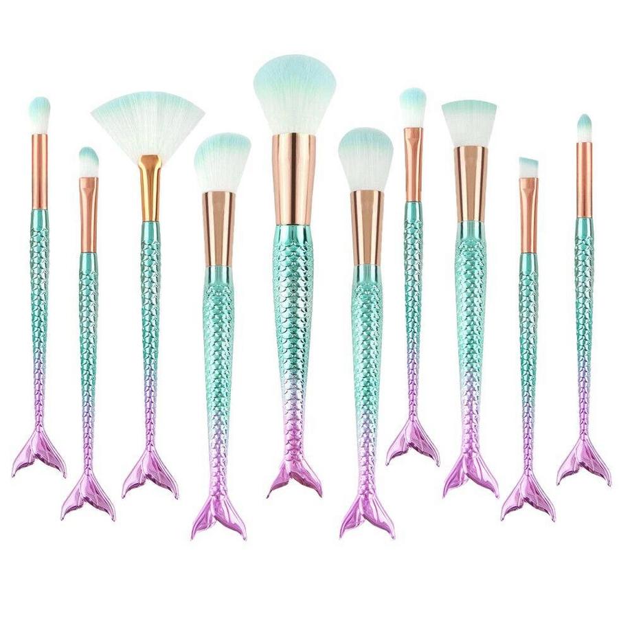 B2X  Pinceaux de maquillage sirène multicolores 