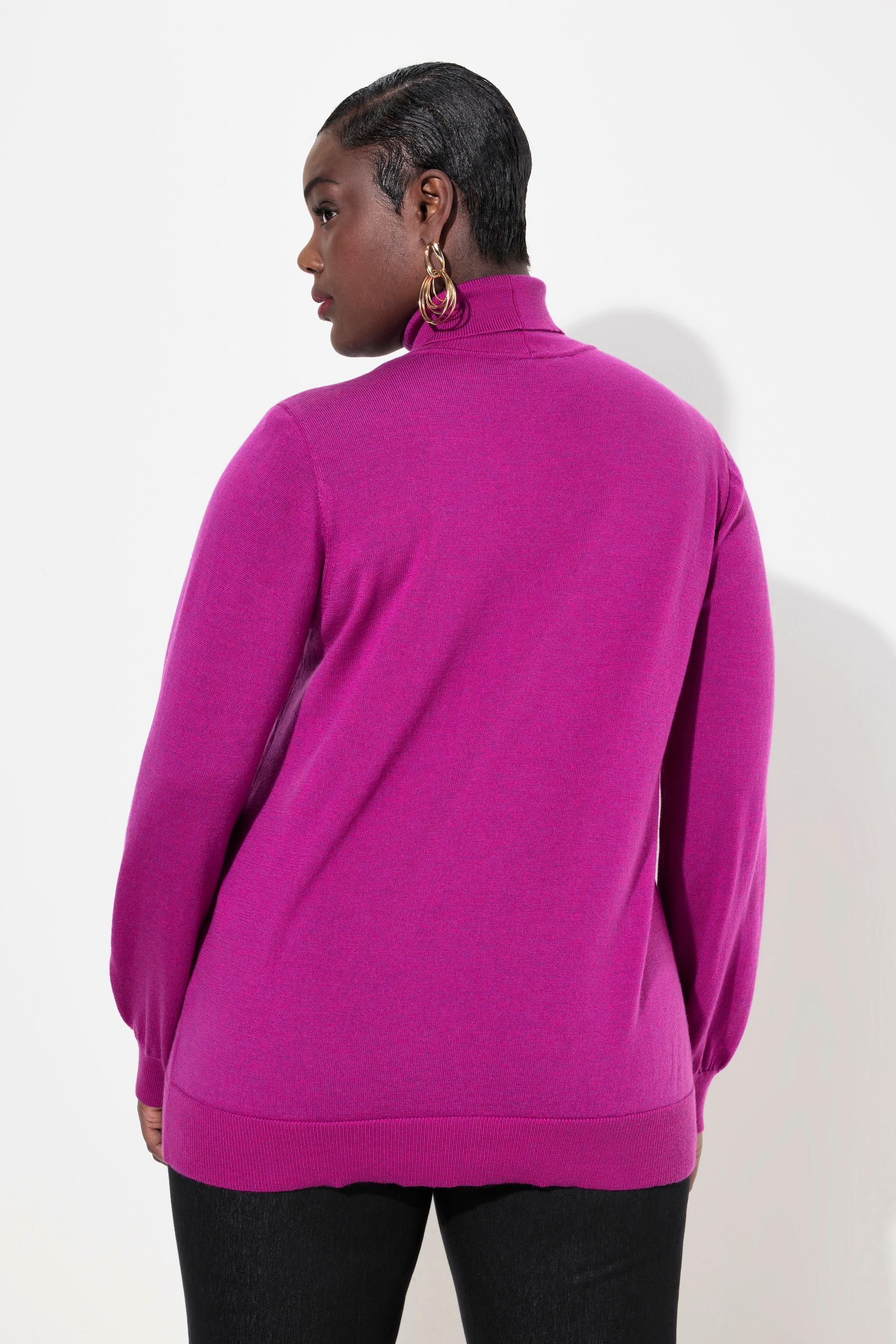 Ulla Popken Merinowolle Classic Fit Langarm Rollkragen Pullover  