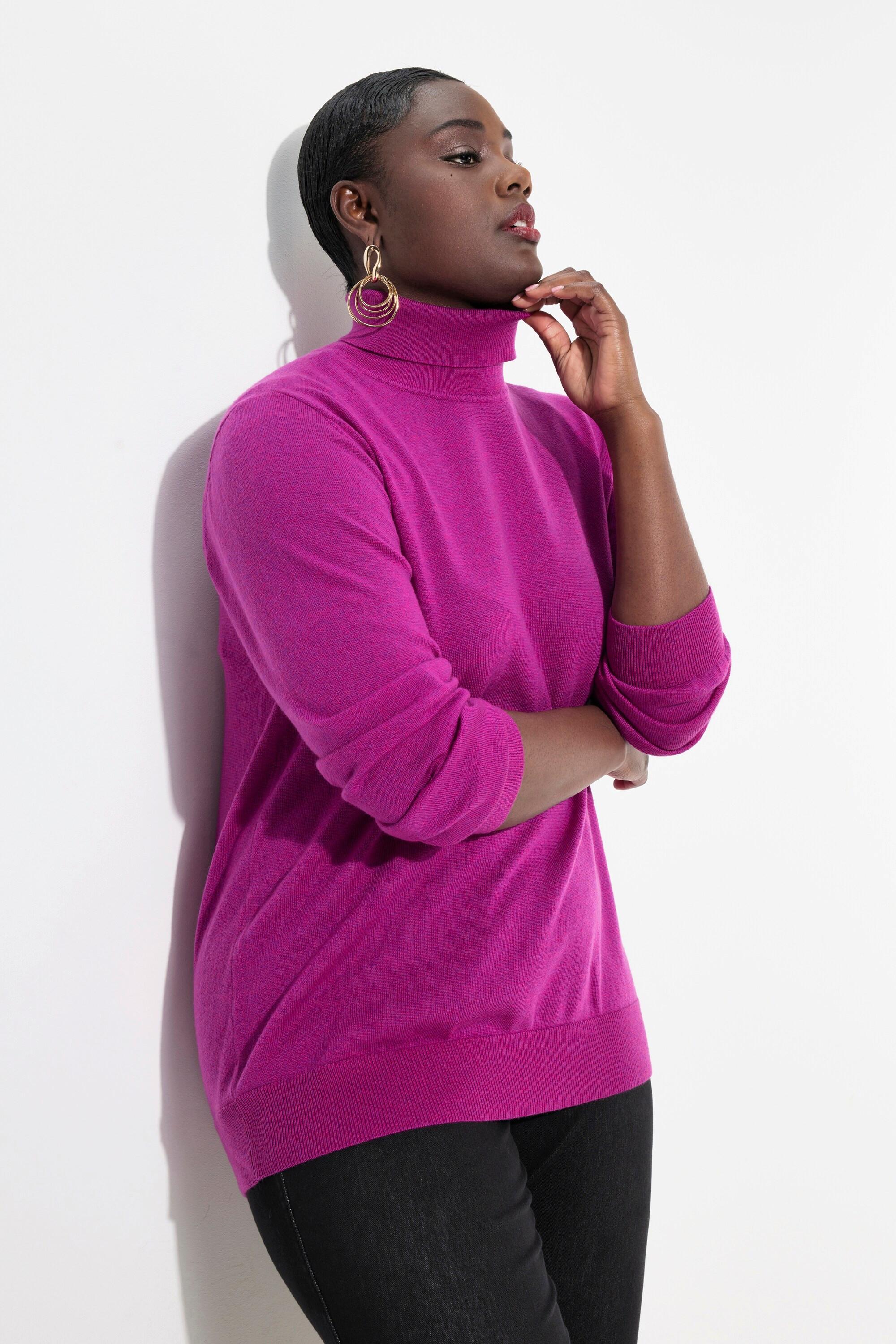 Ulla Popken Merinowolle Classic Fit Langarm Rollkragen Pullover  