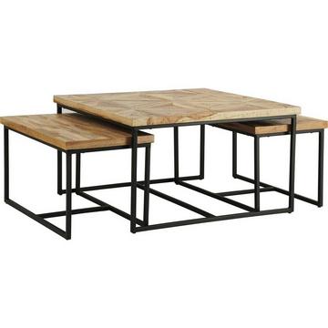 Couchtisch Mosaik Teak Mosaik Metall (3er Set)