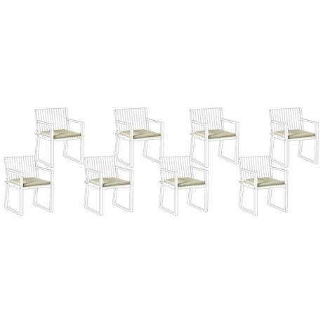 Beliani Lot de 8 coussins pour chaises de jardin en Polyester Moderne SASSARI PREMIUM  