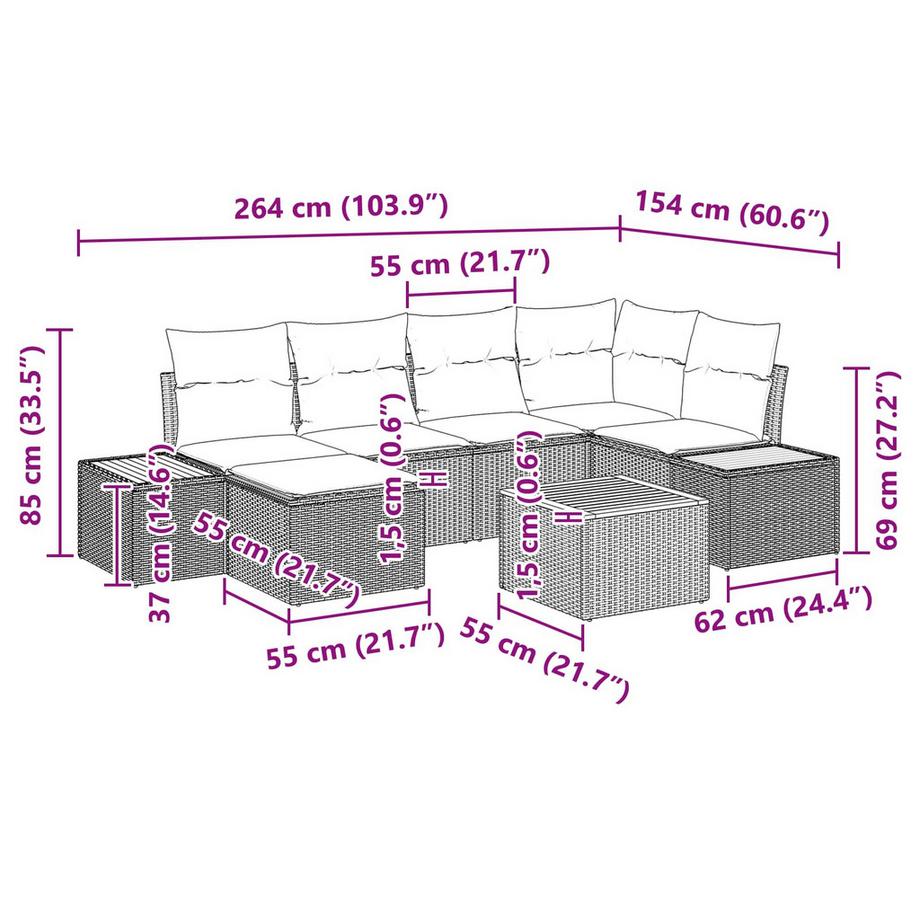 VidaXL Divano da giardino Polyrattan  