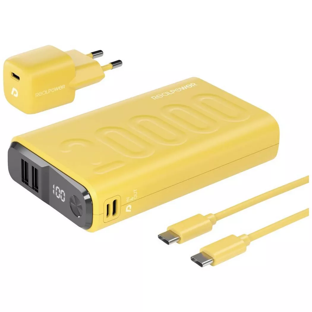 RealPower - Powerbank PB-20000 +20W USB-Lader, One Size