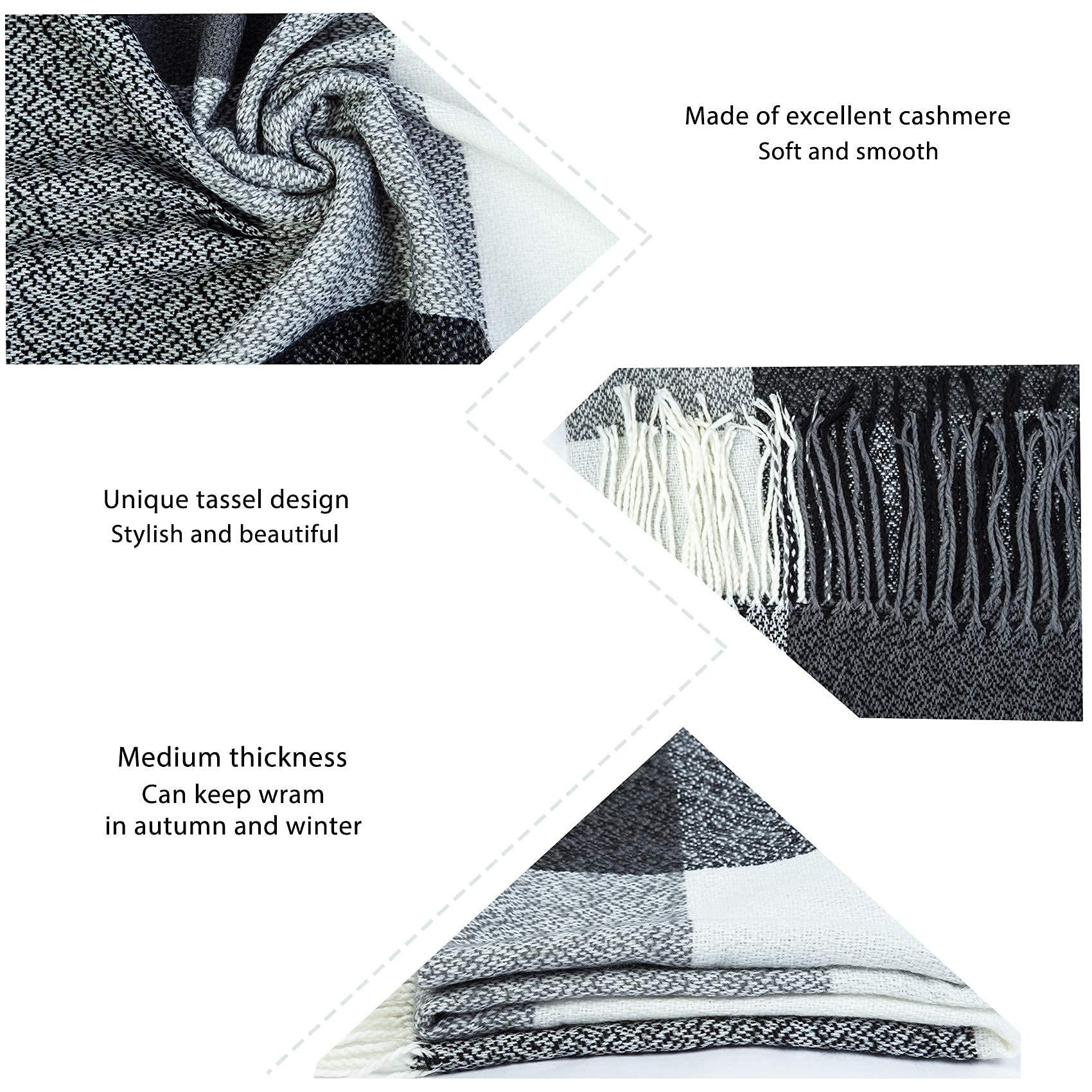 Only-bags.store Karierter Oversized Quadratischer Decken Schal Fransen  