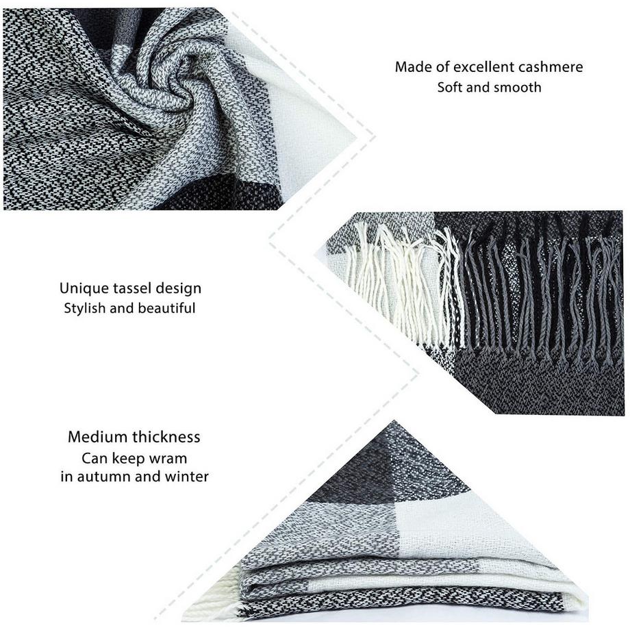 Only-bags.store Sciarpa Plaid Quadrata Oversize Frange  