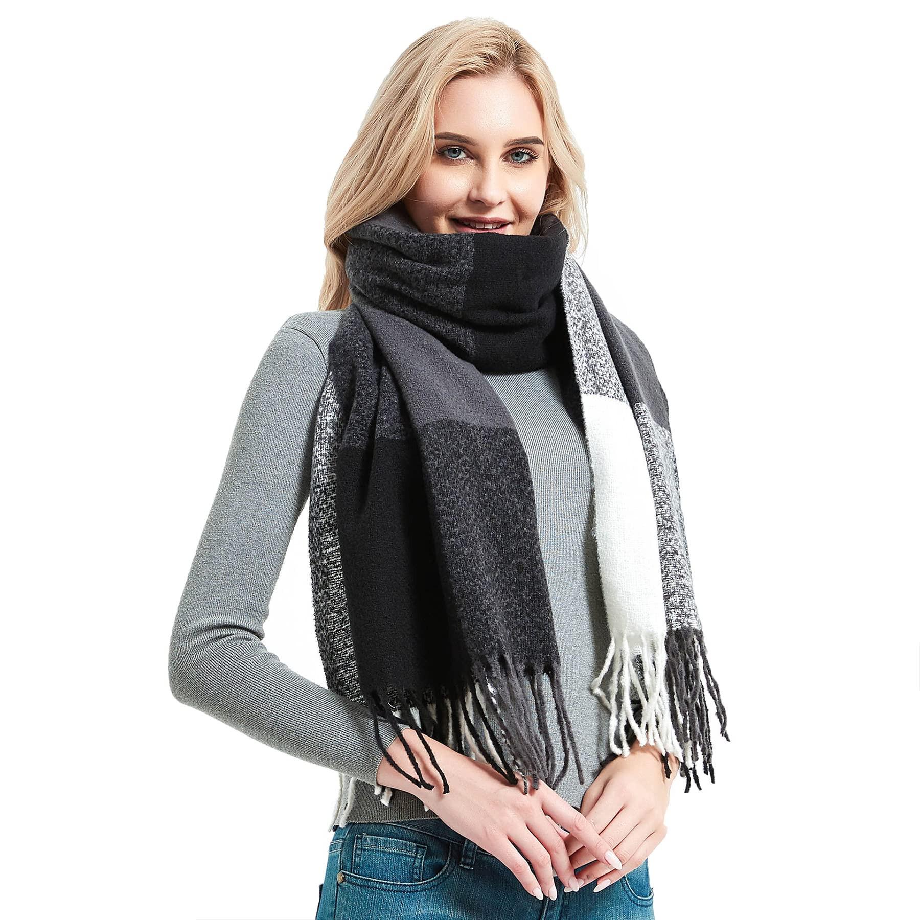 Only-bags.store Karierter Oversized Quadratischer Decken Schal Fransen  