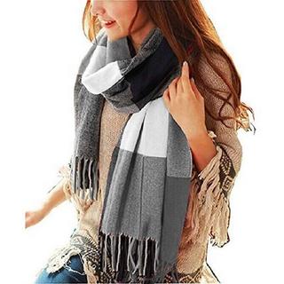 Only-bags.store Karierter Oversized Quadratischer Decken Schal Fransen  