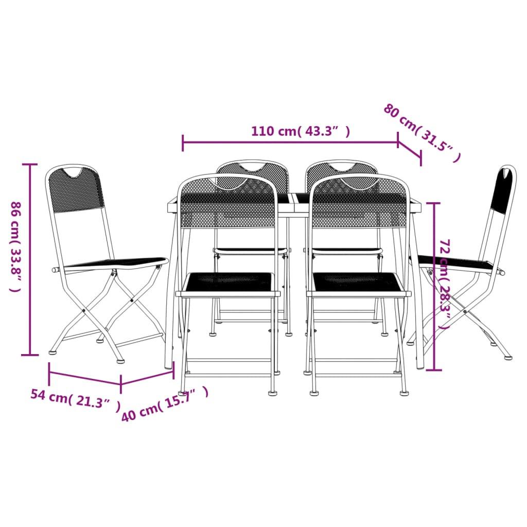 VidaXL set da pranzo da giardino Metallo  