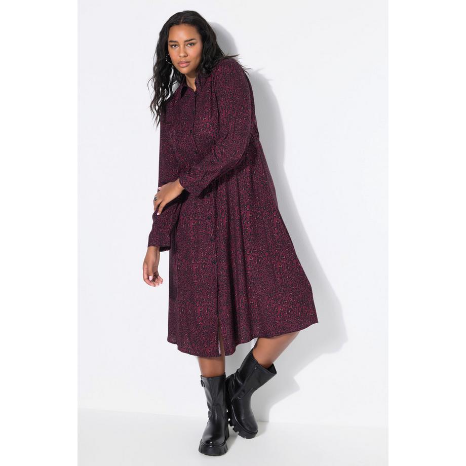 Studio Untold Robe Maxi Imprimé Léopard Patte de Boutonnage Manches Longues  