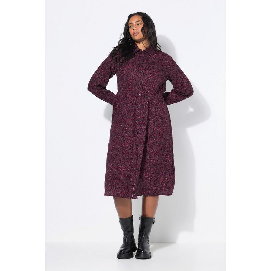 Studio Untold Robe Maxi Imprimé Léopard Patte de Boutonnage Manches Longues  